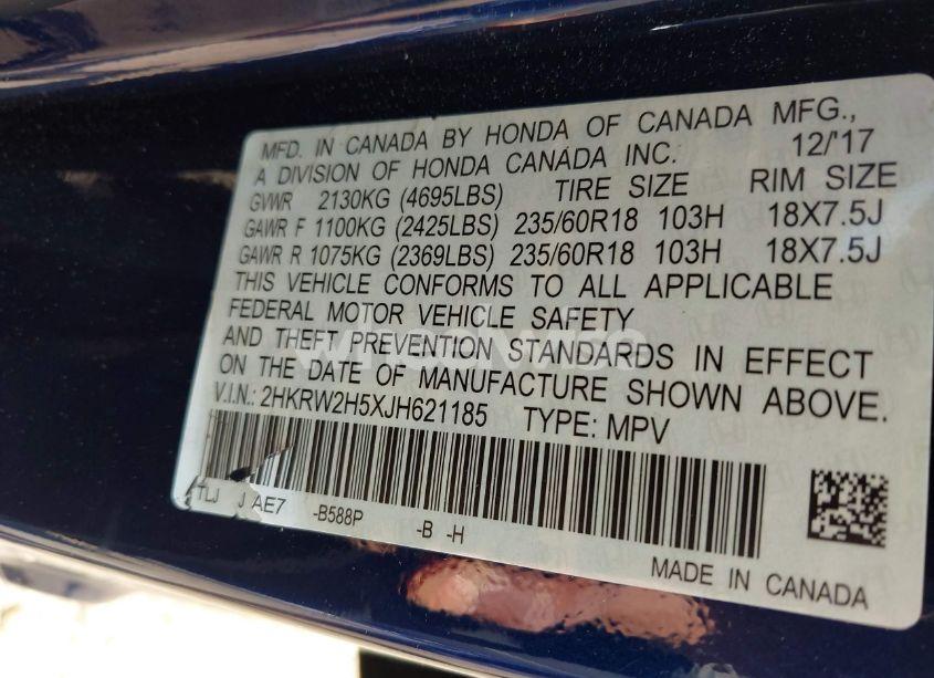 Photo 9 of 2018 Honda Cr-v EX (VIN 2HKRW2H5XJH621185)