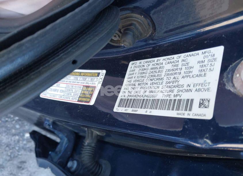 Photo 9 of 2018 Honda Cr-v EX (VIN 2HKRW2H5XJH622837)