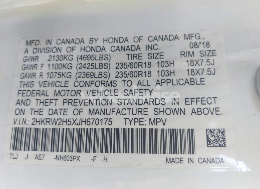 Photo 9 of 2018 Honda Cr-v EX (VIN 2HKRW2H5XJH670175)