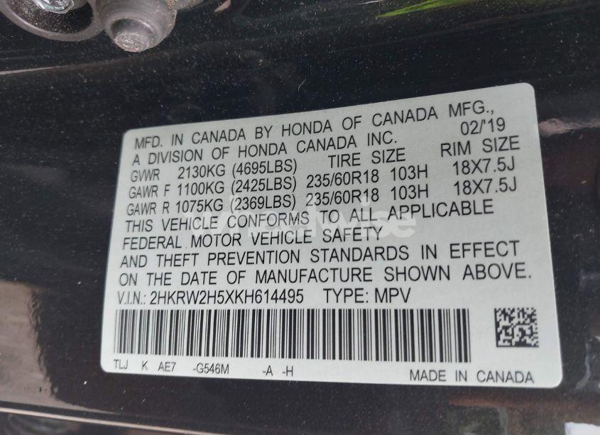 Photo 9 of 2019 Honda Cr-v EX (VIN 2HKRW2H5XKH614495)