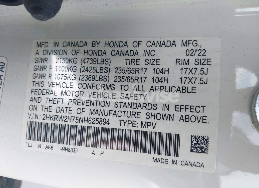 Photo 9 of 2022 Honda Cr-v AWD SPECIAL EDITION (VIN 2HKRW2H75NH625894)