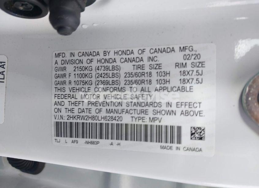 Photo 9 of 2020 Honda Cr-v AWD EX-L (VIN 2HKRW2H80LH628420)