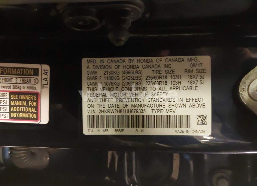 Photo 9 of 2017 Honda Cr-v EX-L/EX-L NAVI (VIN 2HKRW2H81HH679335)