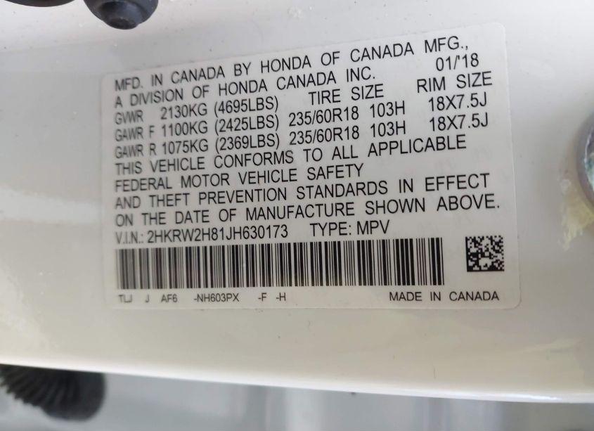 Photo 9 of 2018 Honda Cr-v EX-L/EX-L NAVI (VIN 2HKRW2H81JH630173)