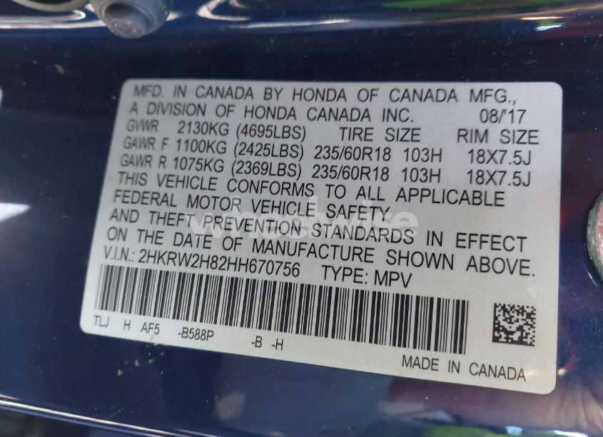 Photo 9 of 2017 Honda Cr-v EX-L/EX-L NAVI (VIN 2HKRW2H82HH670756)