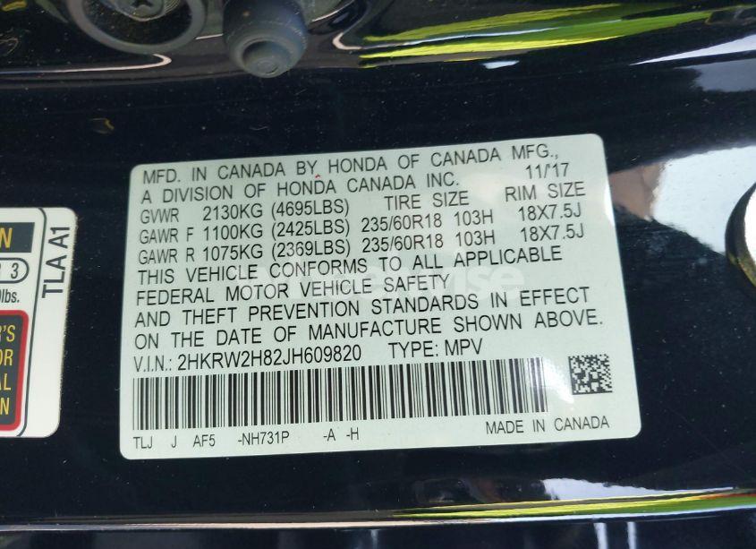 Photo 9 of 2018 Honda Cr-v EX-L/EX-L NAVI (VIN 2HKRW2H82JH609820)