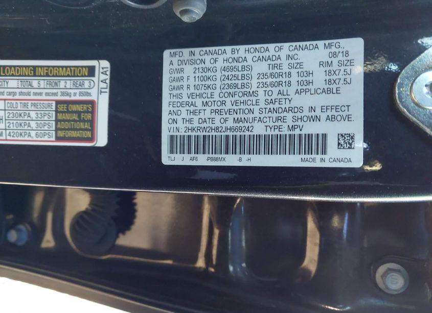 Photo 9 of 2018 Honda Cr-v EX-L/EX-L NAVI (VIN 2HKRW2H82JH669242)