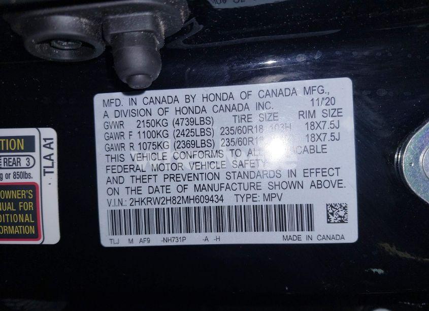 Photo 9 of 2021 Honda Cr-v AWD EX-L (VIN 2HKRW2H82MH609434)