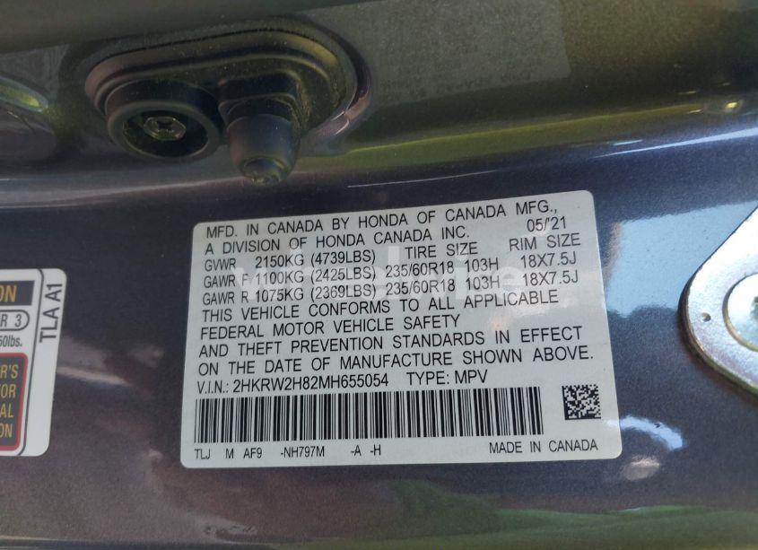 Photo 9 of 2021 Honda Cr-v AWD EX-L (VIN 2HKRW2H82MH655054)