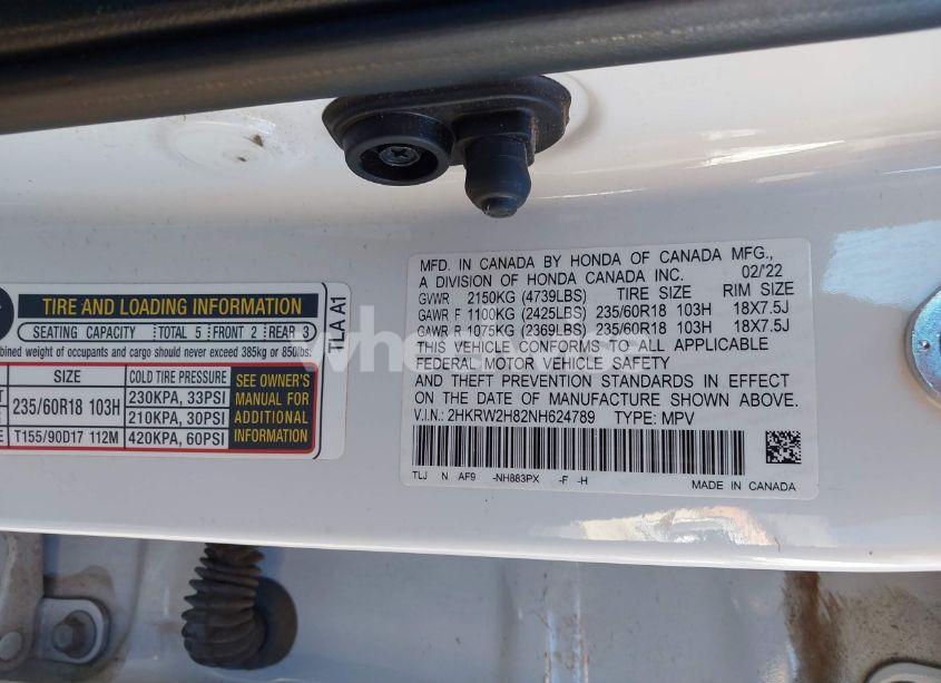 Photo 9 of 2022 Honda Cr-v AWD EX-L (VIN 2HKRW2H82NH624789)