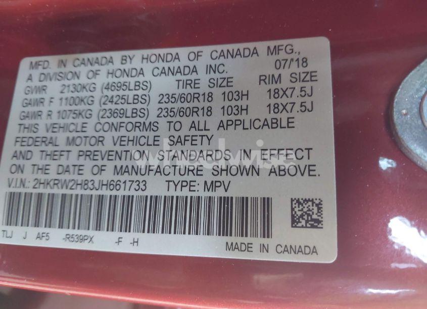 Photo 9 of 2018 Honda Cr-v EX-L/EX-L NAVI (VIN 2HKRW2H83JH661733)