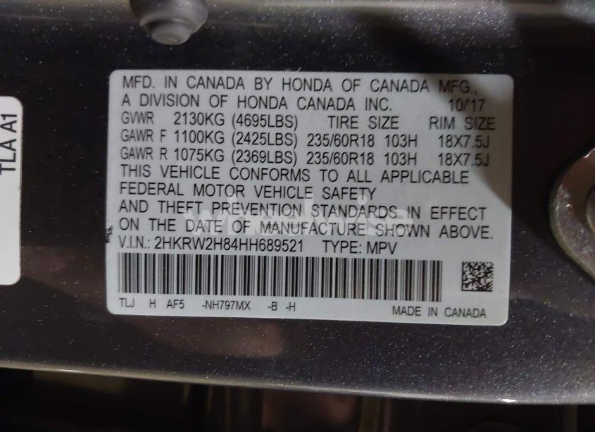 Photo 9 of 2017 Honda Cr-v EX-L/EX-L NAVI (VIN 2HKRW2H84HH689521)