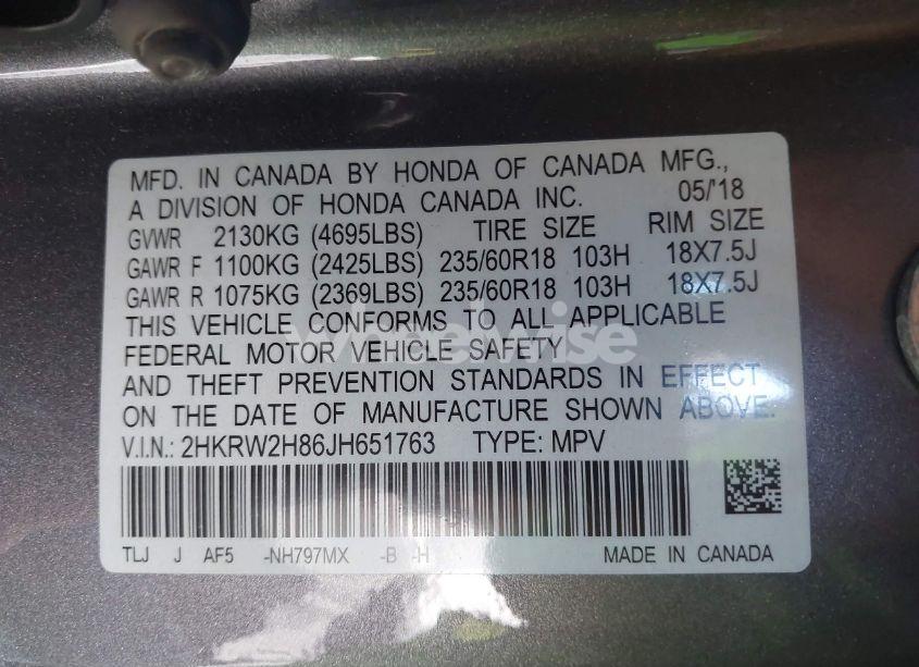 Photo 9 of 2018 Honda Cr-v EX-L/EX-L NAVI (VIN 2HKRW2H86JH651763)