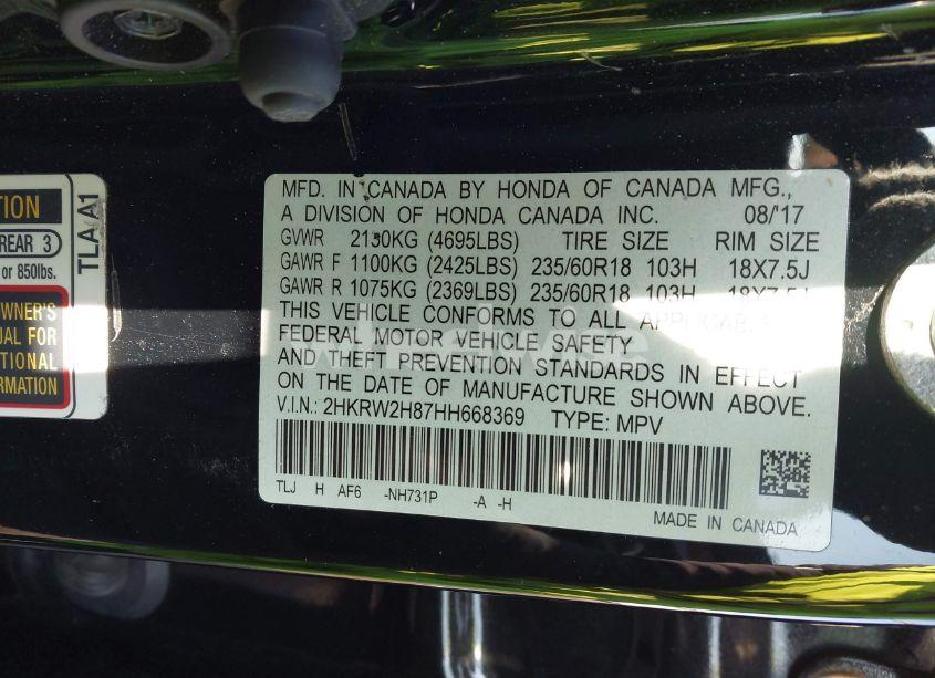 Photo 9 of 2017 Honda Cr-v EX-L/EX-L NAVI (VIN 2HKRW2H87HH668369)