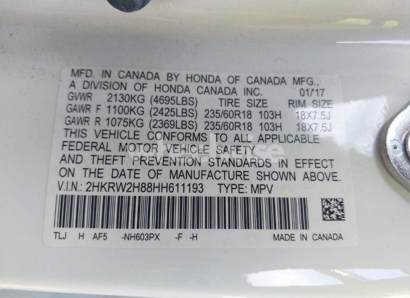 Photo 9 of 2017 Honda Cr-v EX-L/EX-L NAVI (VIN 2HKRW2H88HH611193)