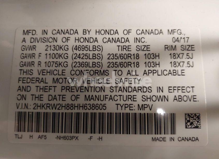 Photo 9 of 2017 Honda Cr-v EX-L/EX-L NAVI (VIN 2HKRW2H88HH638605)