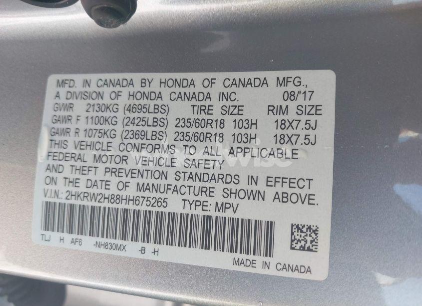 Photo 9 of 2017 Honda Cr-v EX-L/EX-L NAVI (VIN 2HKRW2H88HH675265)