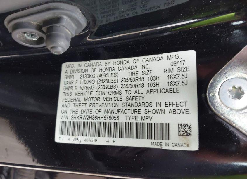 Photo 9 of 2017 Honda Cr-v EX-L/EX-L NAVI (VIN 2HKRW2H88HH676058)