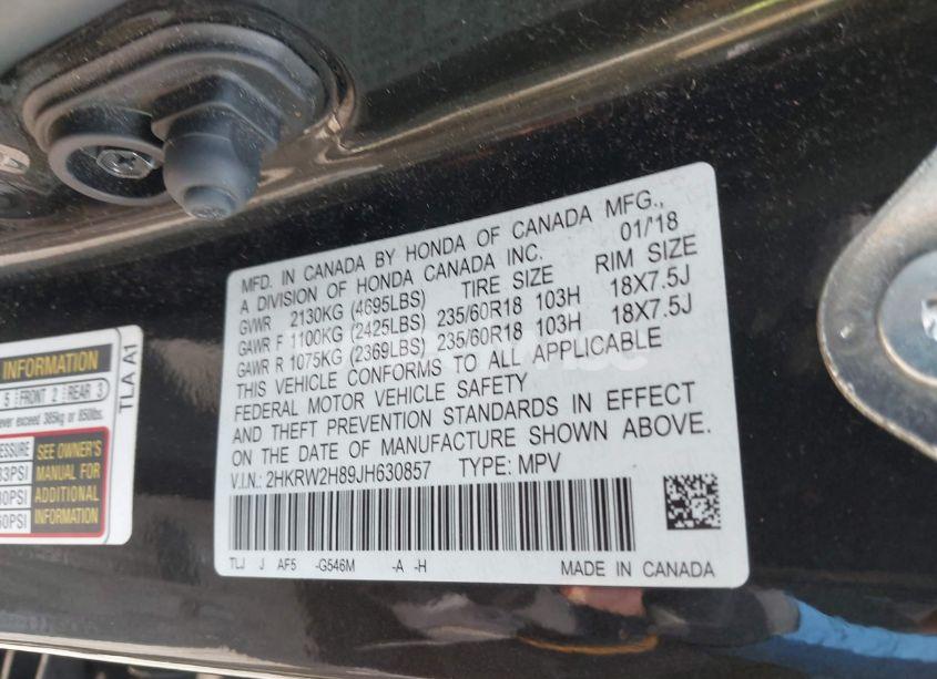 Photo 9 of 2018 Honda Cr-v EX-L/EX-L NAVI (VIN 2HKRW2H89JH630857)