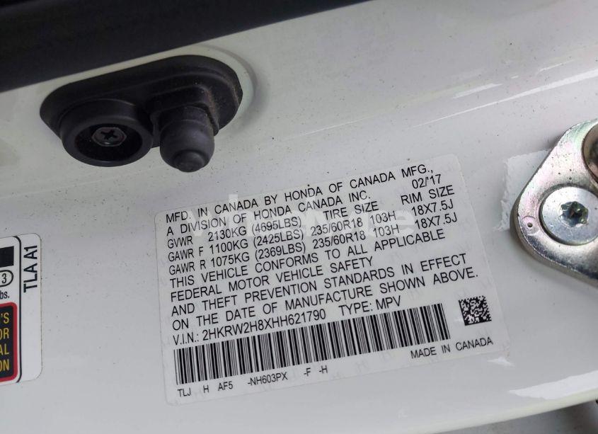 Photo 9 of 2017 Honda Cr-v EX-L/EX-L NAVI (VIN 2HKRW2H8XHH621790)