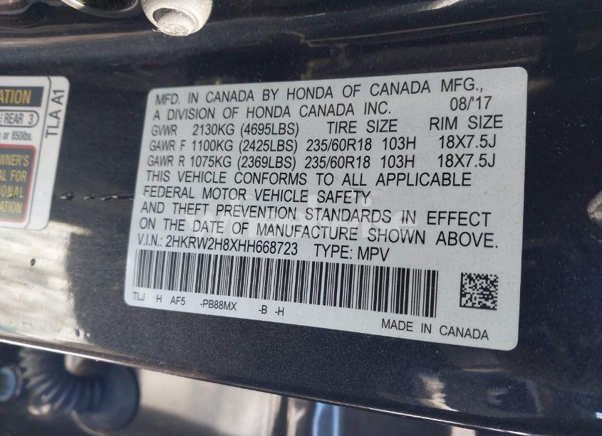 Photo 9 of 2017 Honda Cr-v EX-L/EX-L NAVI (VIN 2HKRW2H8XHH668723)