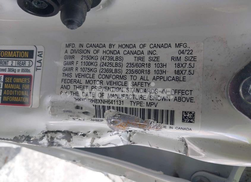 Photo 9 of 2022 Honda Cr-v AWD EX-L (VIN 2HKRW2H8XNH641131)