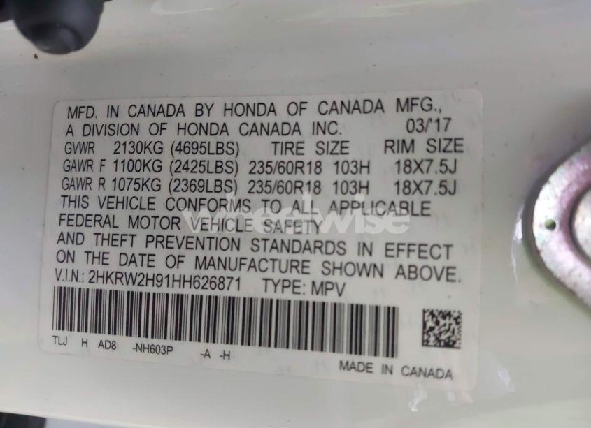 Photo 9 of 2017 Honda Cr-v TOURING (VIN 2HKRW2H91HH626871)
