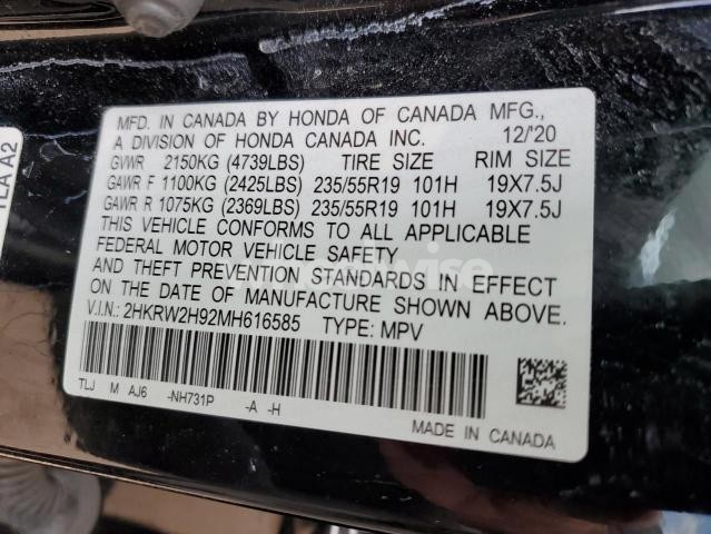 Photo 9 of 2021 HONDA CR-V TOURING (VIN 2HKRW2H92MH616585)