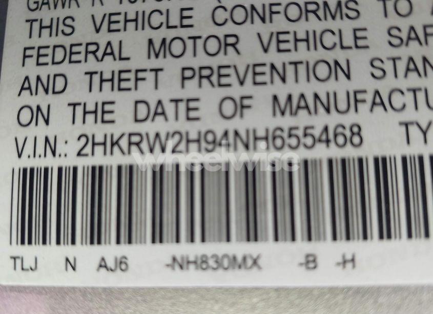 Photo 9 of 2022 Honda Cr-v AWD TOURING (VIN 2HKRW2H94NH655468)