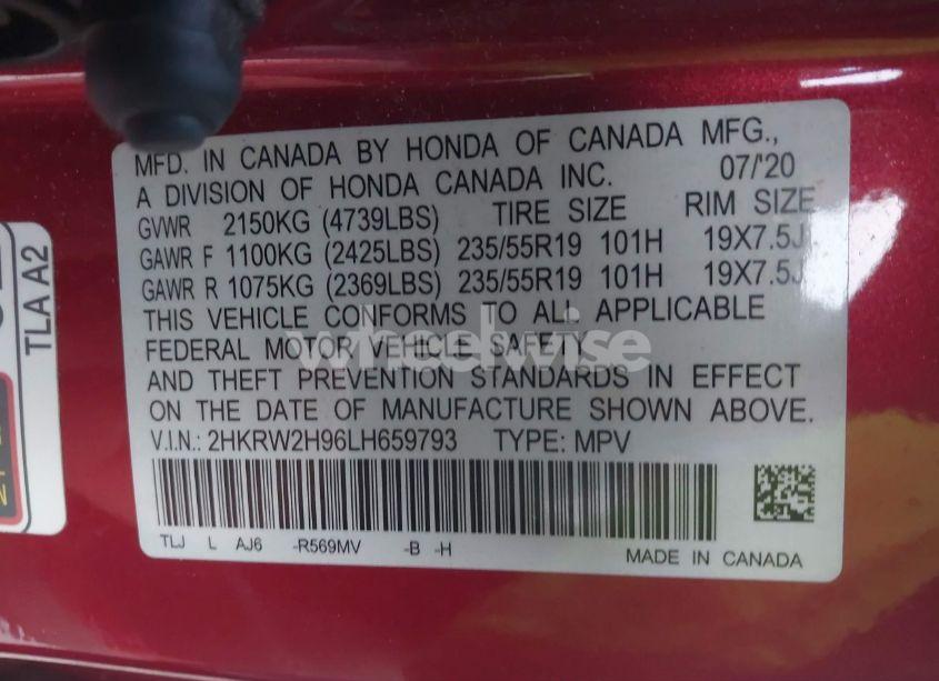 Photo 9 of 2020 Honda Cr-v AWD TOURING (VIN 2HKRW2H96LH659793)