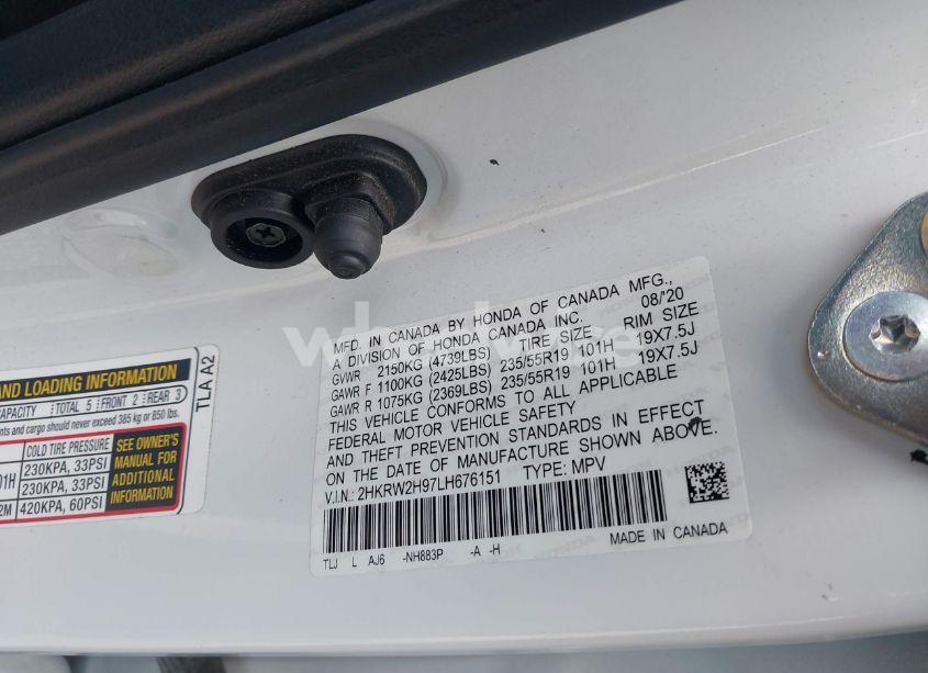 Photo 9 of 2020 Honda Cr-v AWD TOURING (VIN 2HKRW2H97LH676151)