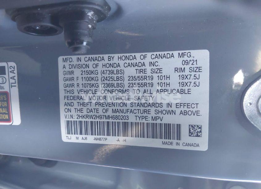 Photo 9 of 2021 Honda Cr-v AWD TOURING (VIN 2HKRW2H97MH680203)