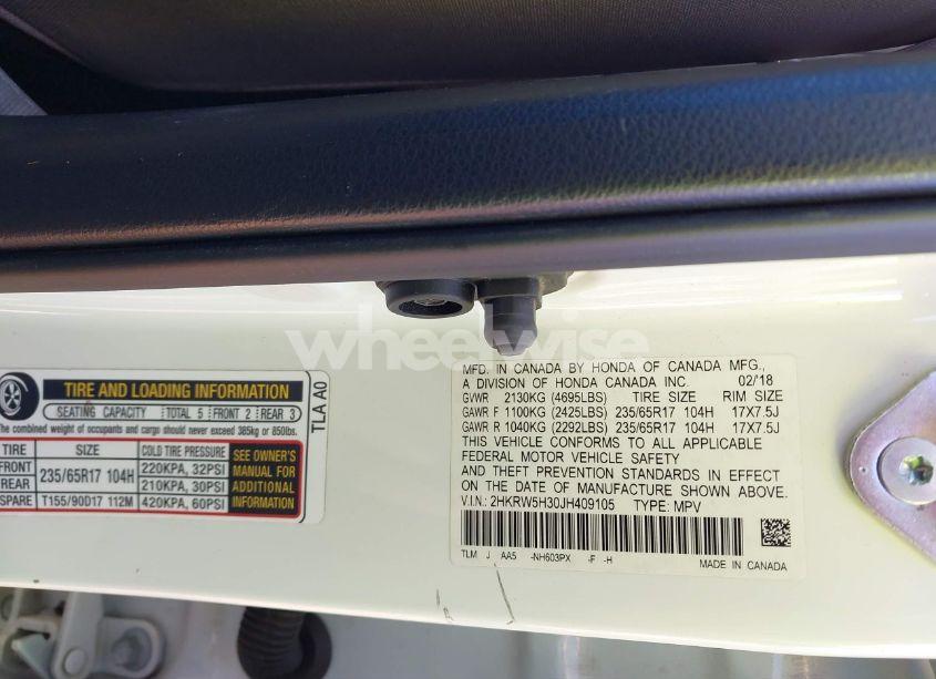 Photo 9 of 2018 Honda Cr-v LX (VIN 2HKRW5H30JH409105)