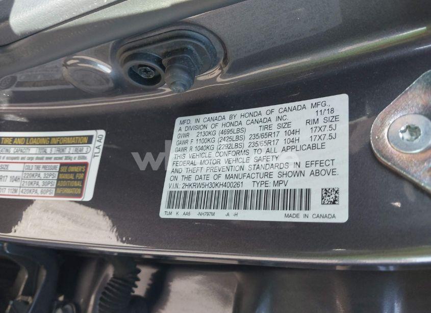 Photo 9 of 2019 Honda Cr-v LX (VIN 2HKRW5H30KH400261)