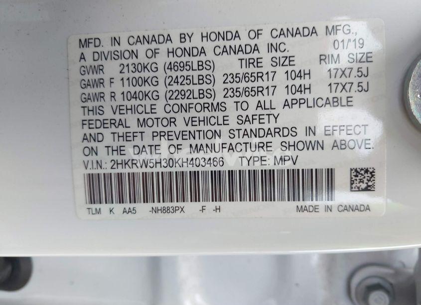 Photo 9 of 2019 Honda Cr-v LX (VIN 2HKRW5H30KH403466)