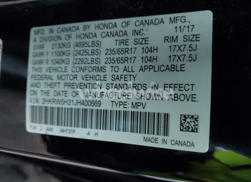 Photo 9 of 2018 Honda Cr-v LX (VIN 2HKRW5H31JH400669)