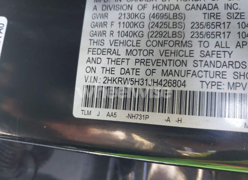 Photo 9 of 2018 Honda Cr-v LX (VIN 2HKRW5H31JH426804)