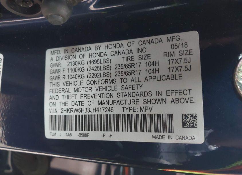 Photo 9 of 2018 Honda Cr-v LX (VIN 2HKRW5H33JH417246)