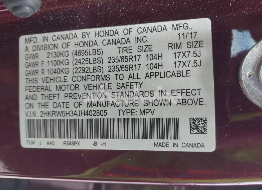 Photo 9 of 2018 Honda Cr-v LX (VIN 2HKRW5H34JH402805)