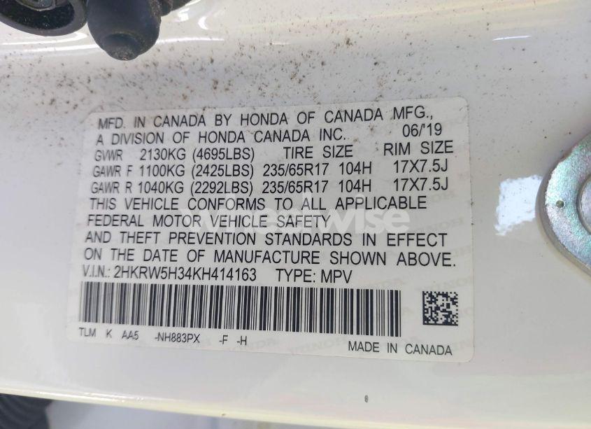 Photo 9 of 2019 Honda Cr-v LX (VIN 2HKRW5H34KH414163)