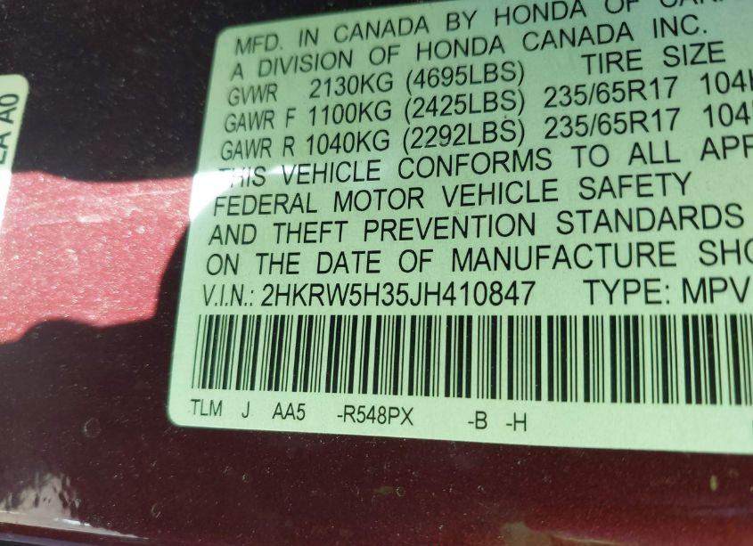 Photo 9 of 2018 Honda Cr-v LX (VIN 2HKRW5H35JH410847)