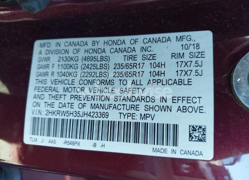 Photo 9 of 2018 Honda Cr-v LX (VIN 2HKRW5H35JH423369)