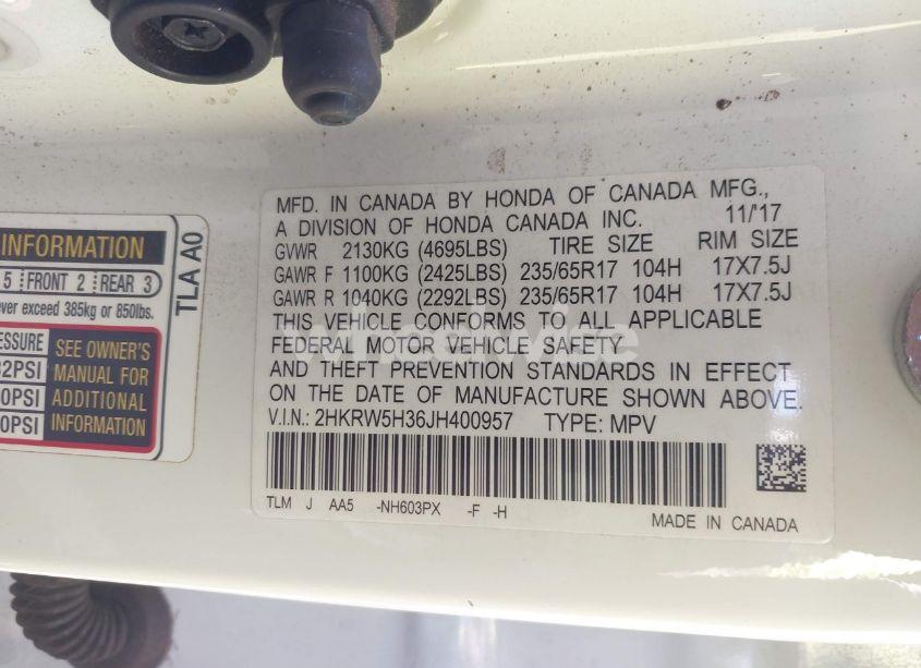 Photo 9 of 2018 Honda Cr-v LX (VIN 2HKRW5H36JH400957)