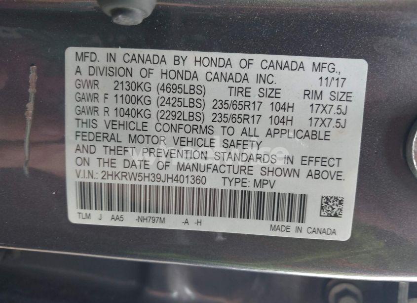 Photo 9 of 2018 Honda Cr-v LX (VIN 2HKRW5H39JH401360)