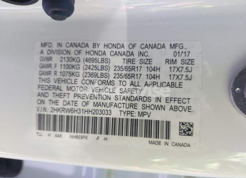 Photo 9 of 2017 Honda Cr-v LX (VIN 2HKRW6H31HH203033)