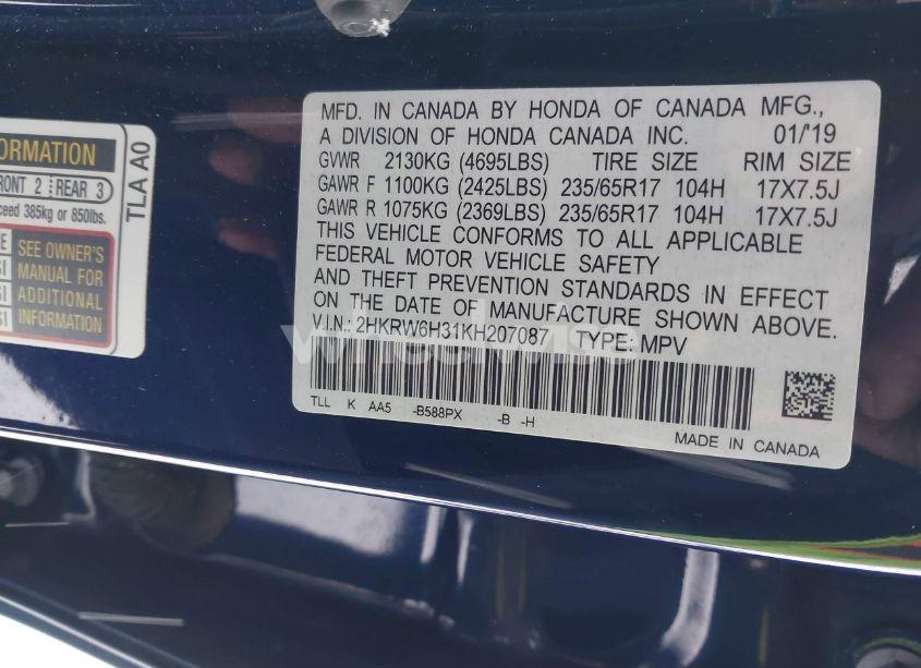 Photo 9 of 2019 Honda Cr-v LX (VIN 2HKRW6H31KH207087)