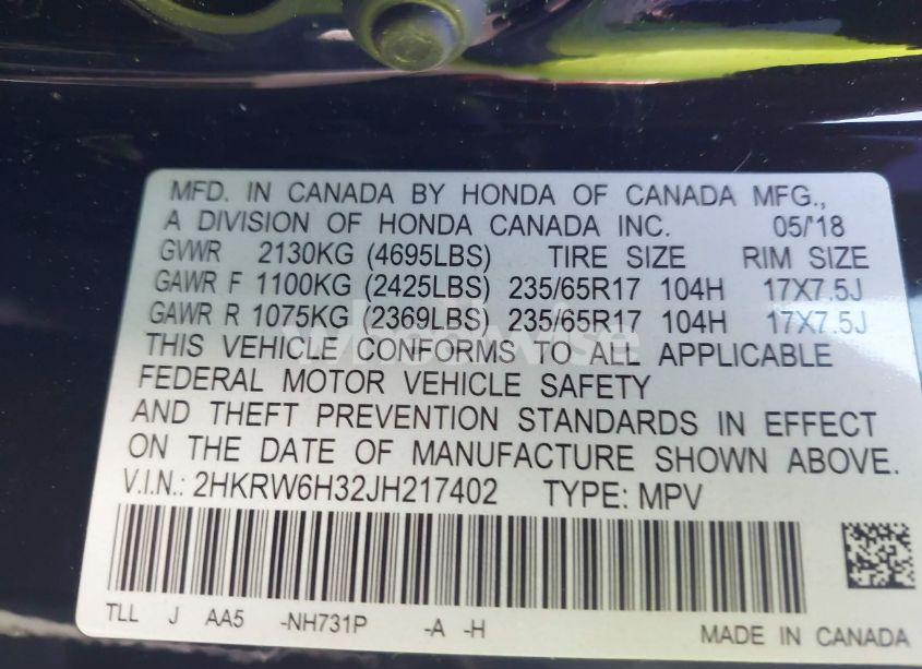 Photo 9 of 2018 Honda Cr-v LX (VIN 2HKRW6H32JH217402)