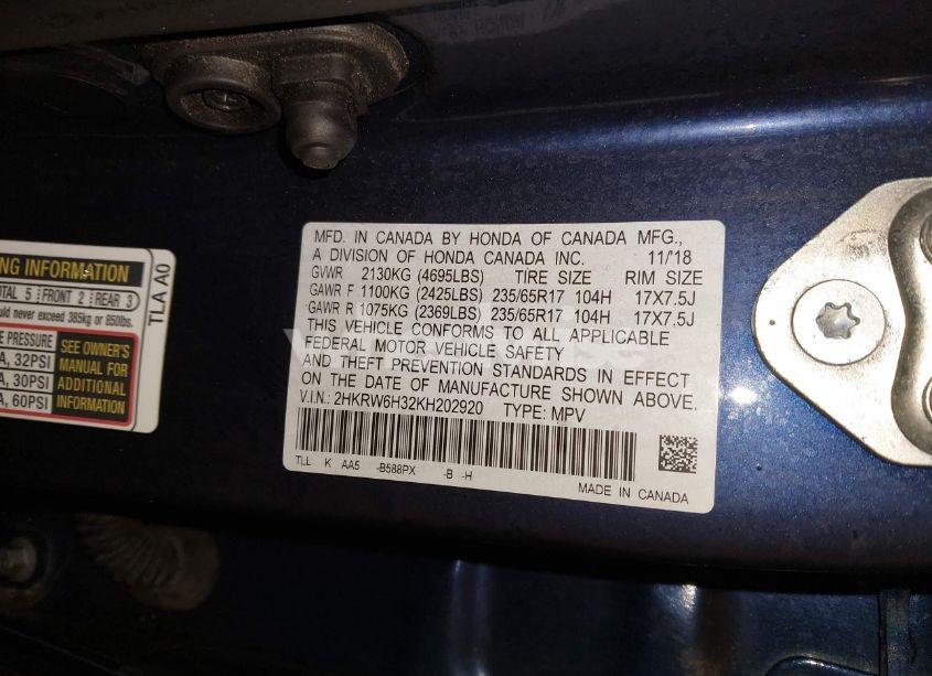 Photo 9 of 2019 Honda Cr-v LX (VIN 2HKRW6H32KH202920)