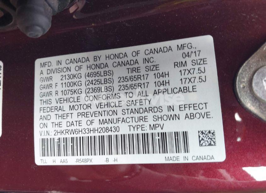Photo 9 of 2017 Honda Cr-v LX (VIN 2HKRW6H33HH208430)