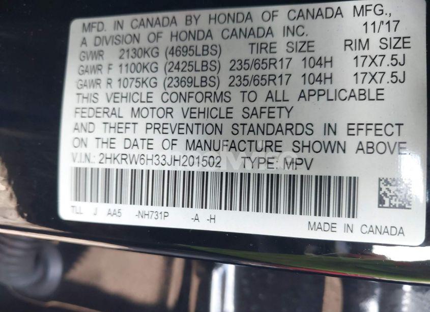 Photo 9 of 2018 Honda Cr-v LX (VIN 2HKRW6H33JH201502)